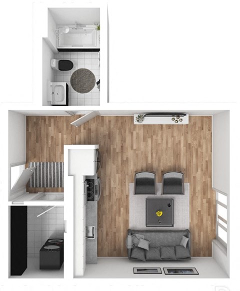 Floor plan for studio, 1 bath, 453 sqft